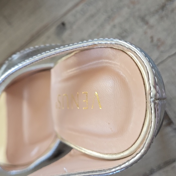 VENUS Metallic Gold and Silver Heel T-Strap Wrap Around Heels - Picture 10 of 12